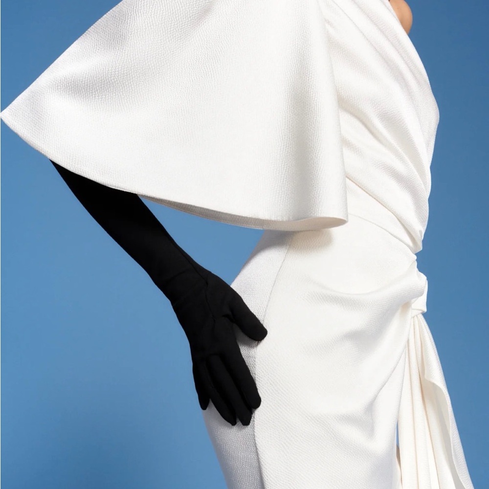 Solace London The Marcie Mini Dress in Cream - Elegant One Shoulder Dress